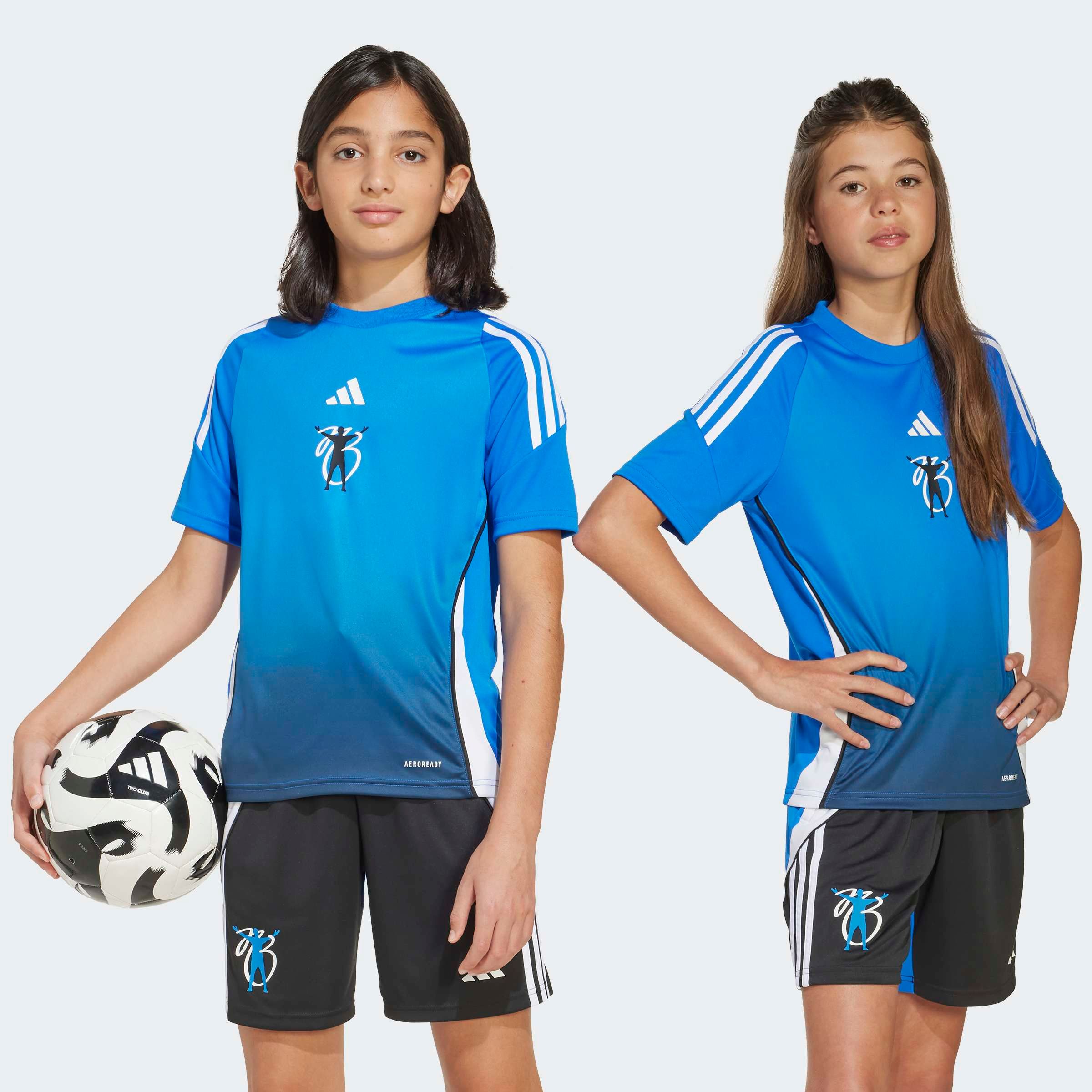 Fußballtrikot ADIDAS PERFORMANCE "JB TR JSY Y", Kinder, Gr. 164, blau (glory blau), Obermaterial: 100% Polyester, Rundhals, Trikots Image