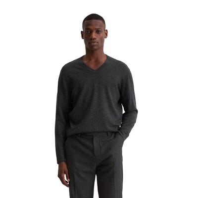 Rundhalspullover MARC O'POLO "aus weicher Merinowolle", Herren, Gr. S, grau (dunkelgrau melange), Obermaterial: 100% Schurwolle, unifarben, casual, Rundhals, Langarm, Pullover Image