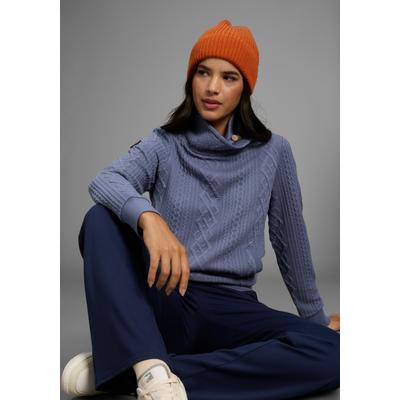 Sweatshirt KANGAROOS, Damen, Gr. 32/34, blau (blaugrau), Sweatware, Obermaterial: 57% Polyester, 42% Viskose, 1% Elasthan, casual, figurumspielend hüftbedeckend, Langarm Rippbündchen, Sweatshirts, mit kuschelig hohem Kragen Image