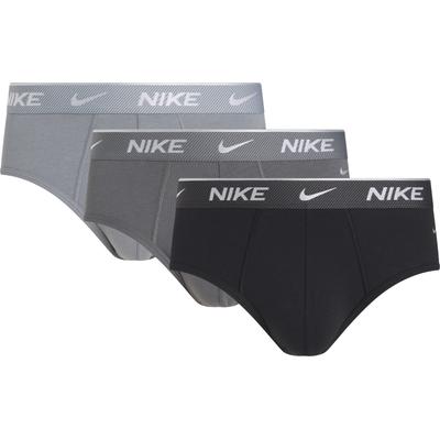 Hipster NIKE UNDERWEAR "BRIEF 3PK", Herren, Gr. M, blk, irn gry, cool gry h shn txtrd wb, Jersey, Obermaterial: 95% Baumwolle, 3% sonstige Fasern, 2% Elasthan, unifarben, körpernah, Unterhosen, mit Logo-Elastikbund
