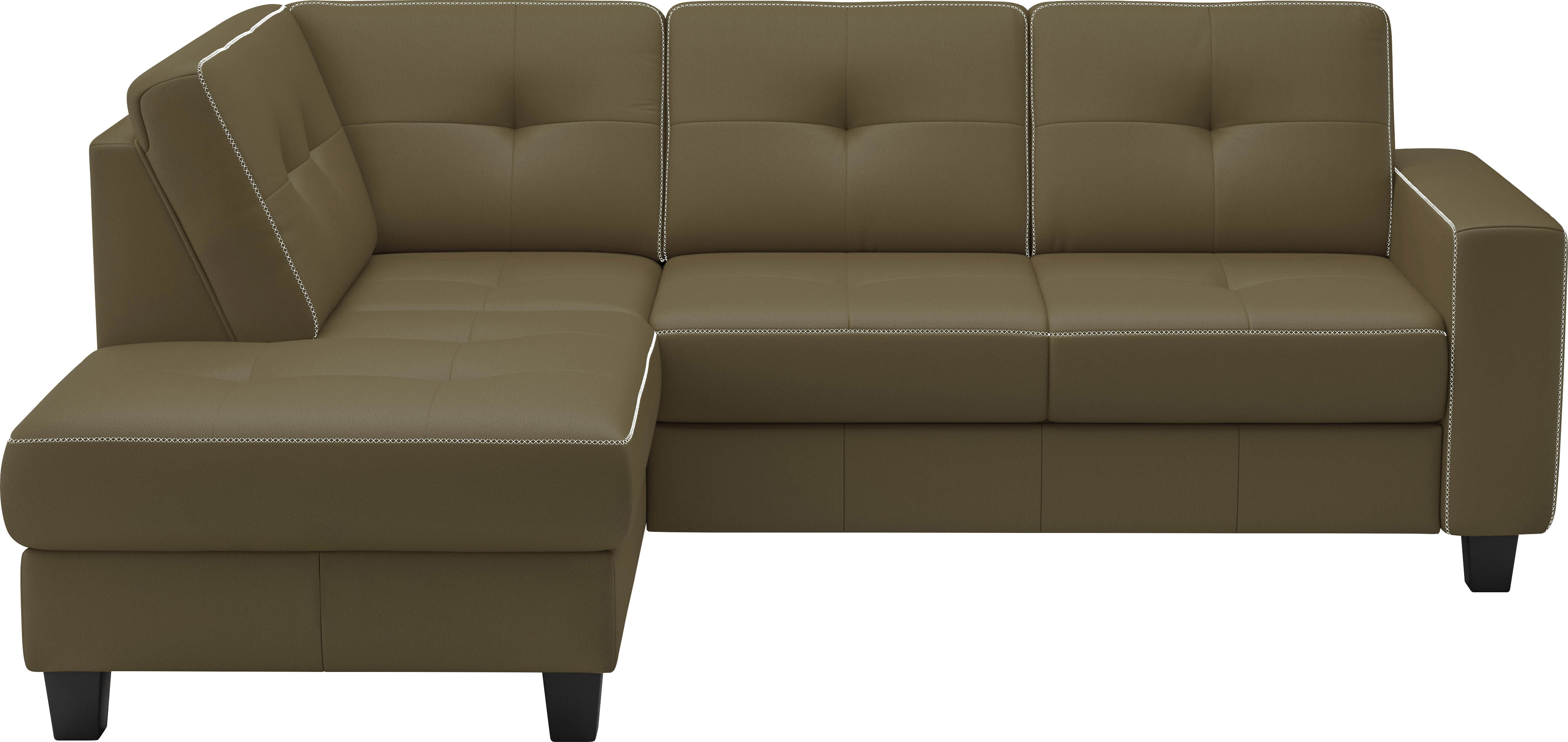 Ecksofa PLACES OF STYLE "Varese", grün (olive), B:226cm H:91cm T:170cm, Sofas, wahlweise mit Bettfunktion und Bettkasten Image