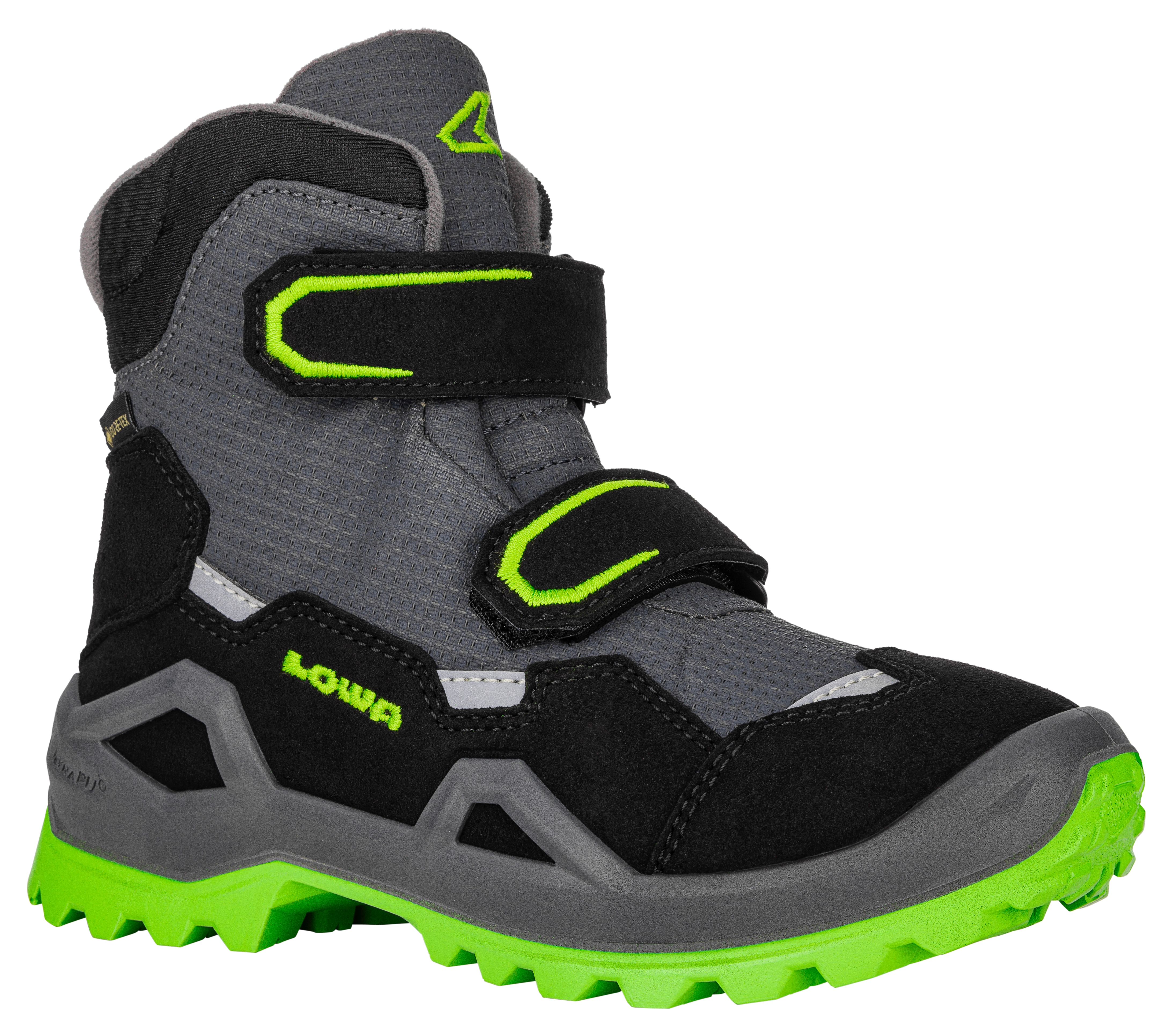 Winterstiefel LOWA "MILO EVO GORE-TEX MID JR", Damen, Gr. 40, grau (limone, grau), Synthetik, Textil, Schuhe, Winterschuhe, Winterboots, Snowboots, wasserdicht, gefüttert Image