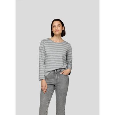 Print-Shirt RABE "T-Shirt", Damen, Gr. 42, grau, 47%Polyester 25%Viskose 25%Metall 3%Elastan, feminin, tailliert, Langarm, Shirts Image
