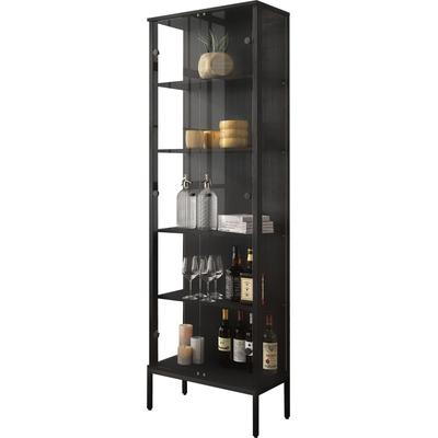 Vitrine FIF MÖBEL "STEP", schwarz, B:57,5cm H:172cm T:32cm, Sicherheitsglas ESG, Holzwerkstoff, Schränke, Standvitrine, Vitrinenschrank, Glasvitrine, Sammlervitrine Image
