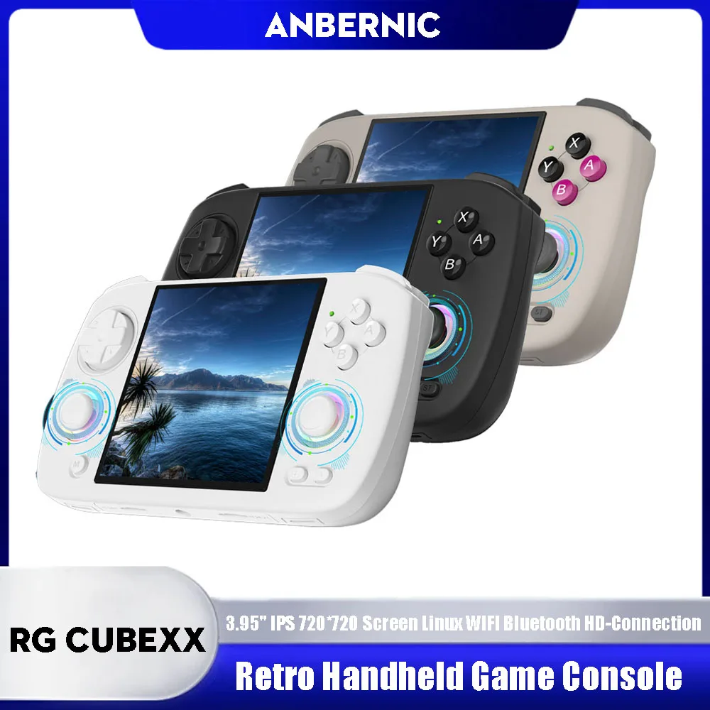 ANBERNIC RG CubeXX Console de jeu portable 3.95 "IPS 720*720 écran Linux WIFI Bluetooth HD-connexion rétro Console de jeu vidéo