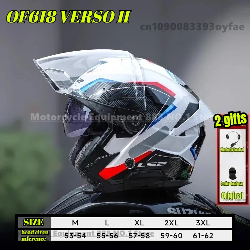 LS2 OF618 casque de Moto hommes femmes LS2 VERSO II casque Bluetooth Moto demi-casque Cascos Para Moto Casco Moto