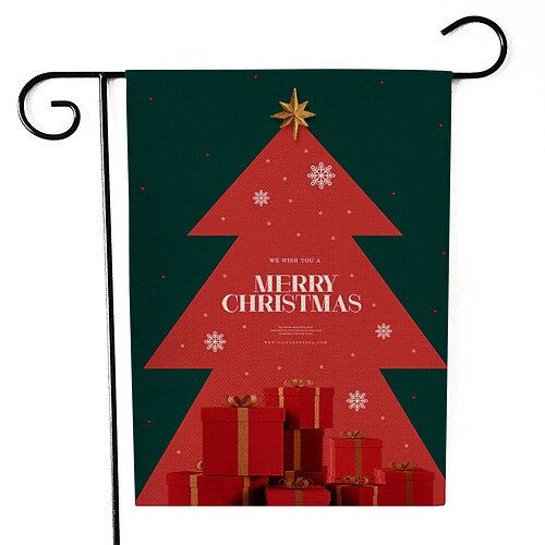 Weihnachtsgartenflagge doppelseitig bedrucktes Leinen-Rasenbanner Feiertags-Außendekorationsflagge für Rasen Veranda und Garten