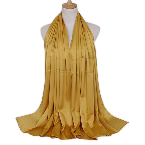 1 stücke luxus frauen seide kopftuch hijab schal lange muslimischen schal turban bandana satin schals kopf wickelt Image