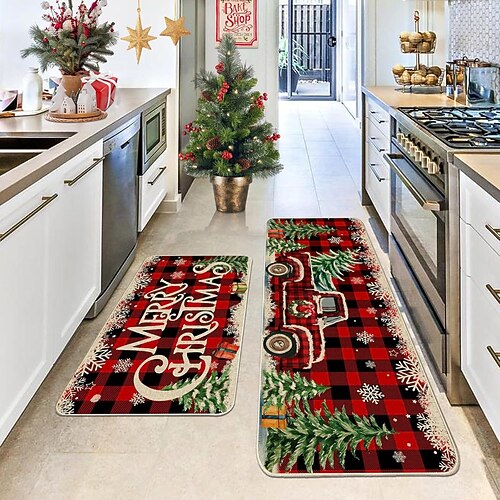 Weihnachts-Fußmatte für Flur Küche Heim saugfähiger weicher rutschfester maschinenwaschbarer Teppich anpassbare Kristallvelours Eingangsmatte Dropshipping verfügbar Image