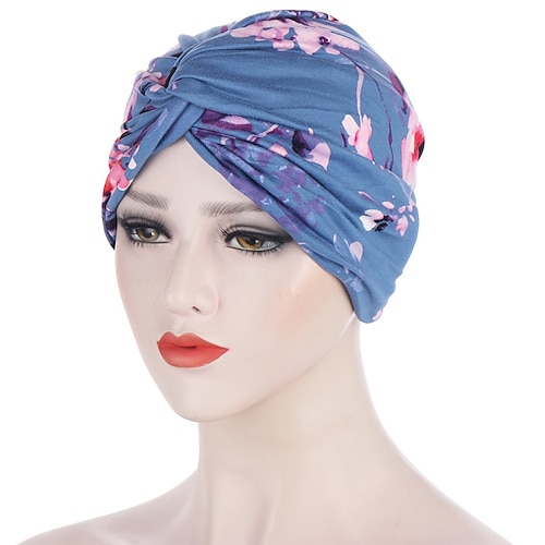 Frauen muslimischer täglicher Turban faltbarer Kreuz geknoteter Haarschal elastischer Kopfwickel Kopfbedeckung Bandanas Dame Haarhüte Mütze Haarausfall Zubehör Image