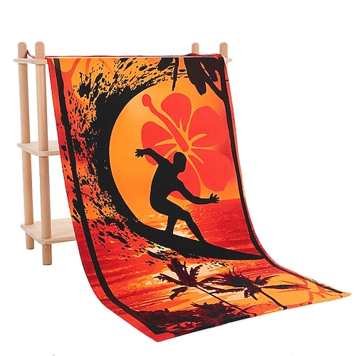 Mikrofaser-Strandtuch, saugfähiges Sporthandtuch, schnelltrocknendes Badetuch zum Schwimmen, Erwachsenengröße mit reaktivem Druck Image