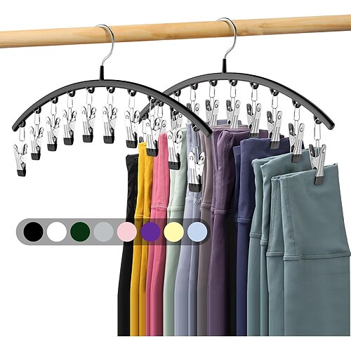 2/4er-Pack Leggings-Organizer für den Schrank, Metallbügel für Yogahosen, 10 Clips für 20 Leggings, platzsparender hängender Schrank-Organizer mit gummibeschichteten Schrank-Organizern und Image