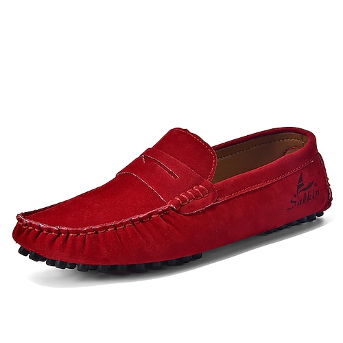 Herren Loafer Slip On Retro Übergrössen Spaziergang Lässig Täglich PU Bequem Kniehohe Stiefel Loafer Rot Braun Schwarz Gelb Image