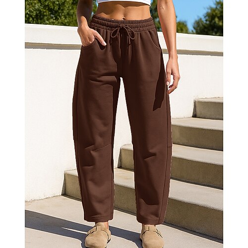 Damen Hose mit weitem Bein Sport-Jogginghose Trainingshose Kordelzug Hohe Taille Unterteile Fitnessstudio Athleisure Trainieren Herbst Outdoor Reise Laufen Normale Passform Sportbekleidung Image