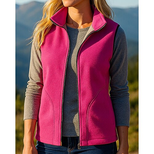 Damen Wanderweste Wintermantel Fleeceweste Winter Herbst Draussen Thermowarm Oberteil Jagd Angeln Klettern Schwarz Rot Blau Grün Rosenrot Image