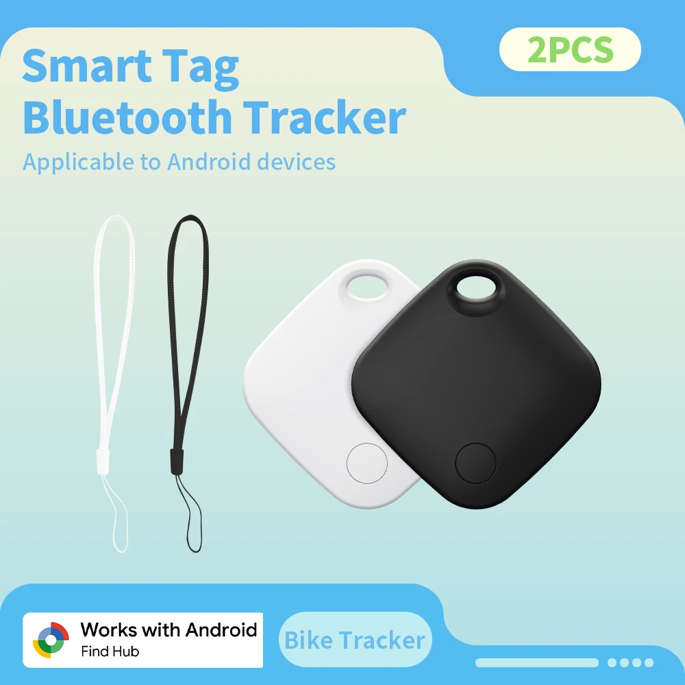2PCS Bundle Android Smart GPS Tracker mit Seil Tragbare Anti-Verlust Locator Arbeit mit Google's Find Hub Finder für Pixel Moto Image