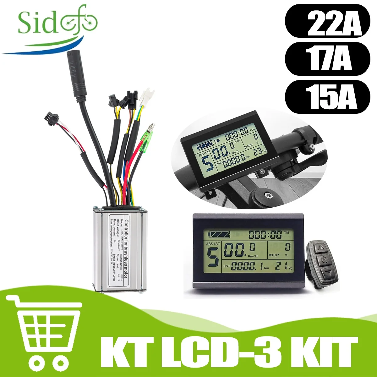 Elektrofahrradzubehör KT Controller 250W/350W/500W mit LCD3-Anzeigefeld 15A 17A 22A Controller für E-Bike-Zubehör Image