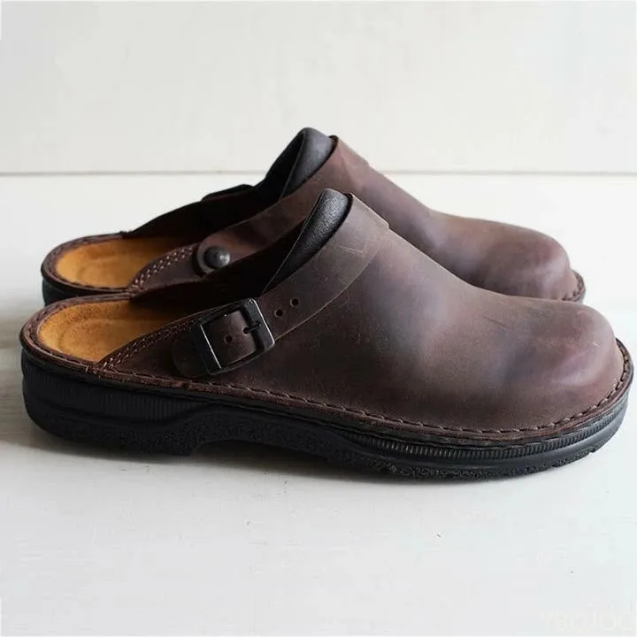 Männer Hausschuhe Sommer PU Leder Schuhe Vintage Weichen Boden Slip Auf Sandalen Close Toe Strand Hausschuhe Männer Casual Schuhe neue Größe 48