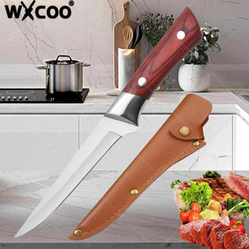 WXCOO 6-Zoll-Küchenmesser zum Schneiden von Fleisch, Edelstahl, Obstschälen, Küchenbedarf, geschnittenes Fleisch, Schweinefleisch, Rindfleisch, Schafmesser Image