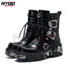 Retro Casual Hohe Stiefel Unisex Metall Rock Dicken Sohlen Stiefel Motorrad Stiefel Männer Motorrad Schuhe botas moto