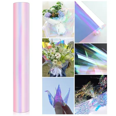 Iridescent Laser Cellophane Wrap Roll For Gift Flower Bouquet Baskets Wrapping Arts And Crafts Supplies Packaging Cellophane