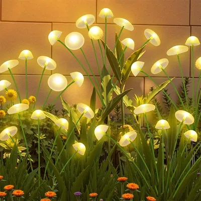 Solar-Gartenleuchten für den Außenbereich, wasserdicht, Pilzleuchte für draußen, schwankt durch Wind, Glühwürmchen, Feenlampe, Terrasse, Weg