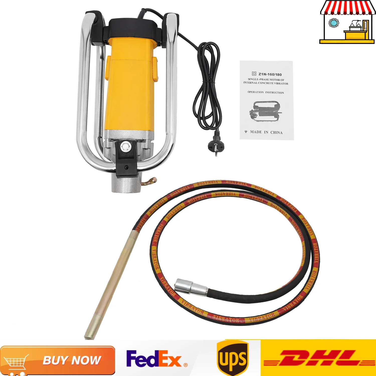 2000 W elektrischer Betonrüttler mit 4 m/13,12 Fuß Vibrationswelle | Tragbares Vibrationswerkzeug für Beton Image