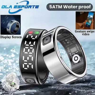 2025 neue Bildschirm Smart Ring Für Frauen Männer Ring Geste Swipe Video/Bürste Tiktok Gesundheit Monitor 5 ATM wasserdicht Smartring