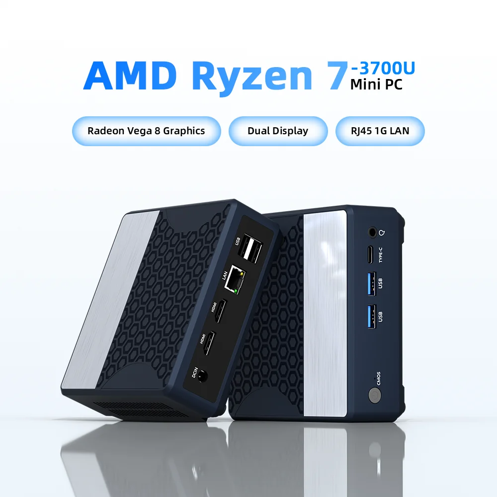 ZXIPC Zen+ Pocket Computer Mini PC AMD Ryzen7 3700U Dual Display Radeon Vega 10 1G LAN WIFI5 BT 4.2 16GB 1TB DDR4 NUC Office
