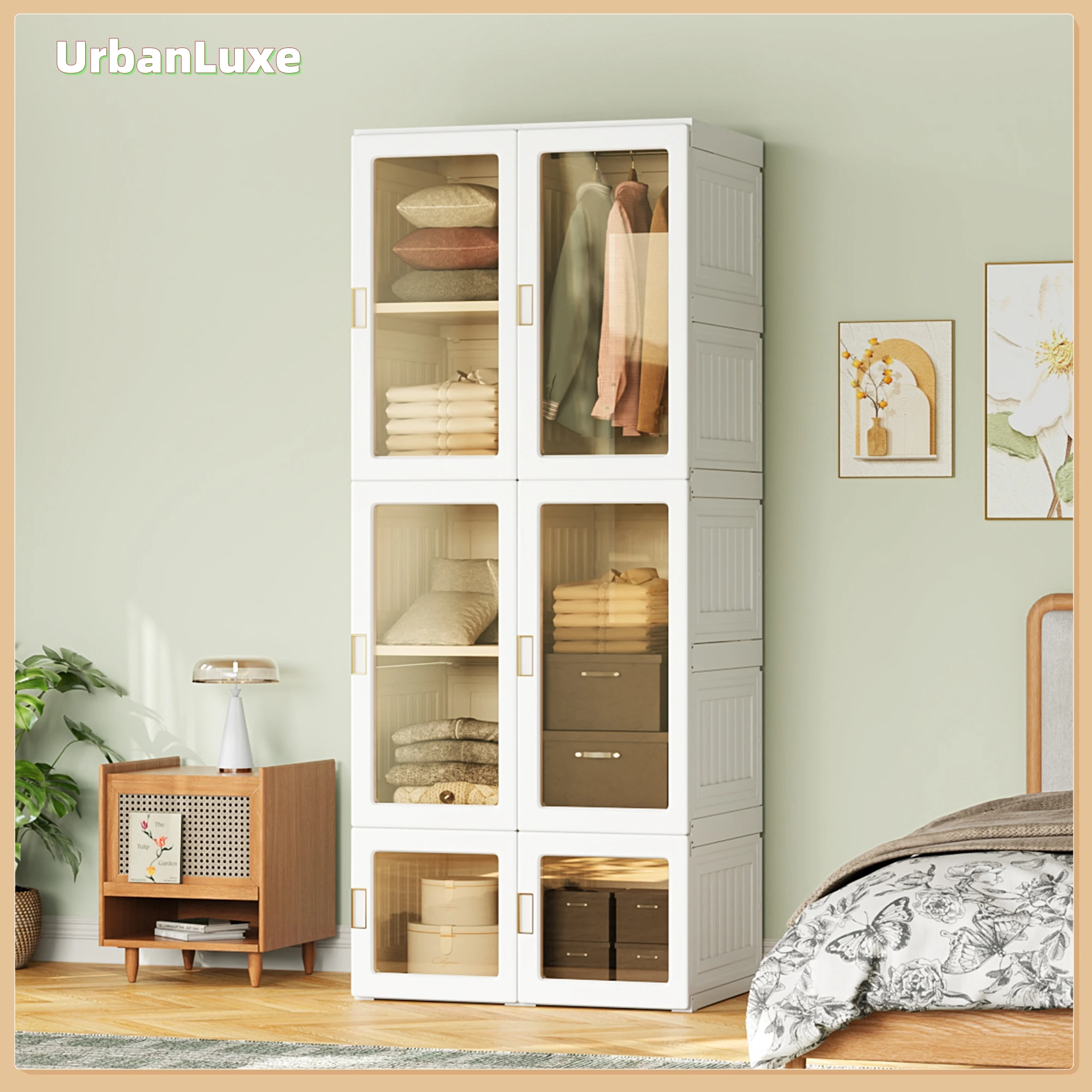 Kleiderschrank mit 10 Fächern, 6 Türen und 1 Kleiderstange, tragbarer Kleiderschrank, Bedroom wardrobes, Kleiderschränke