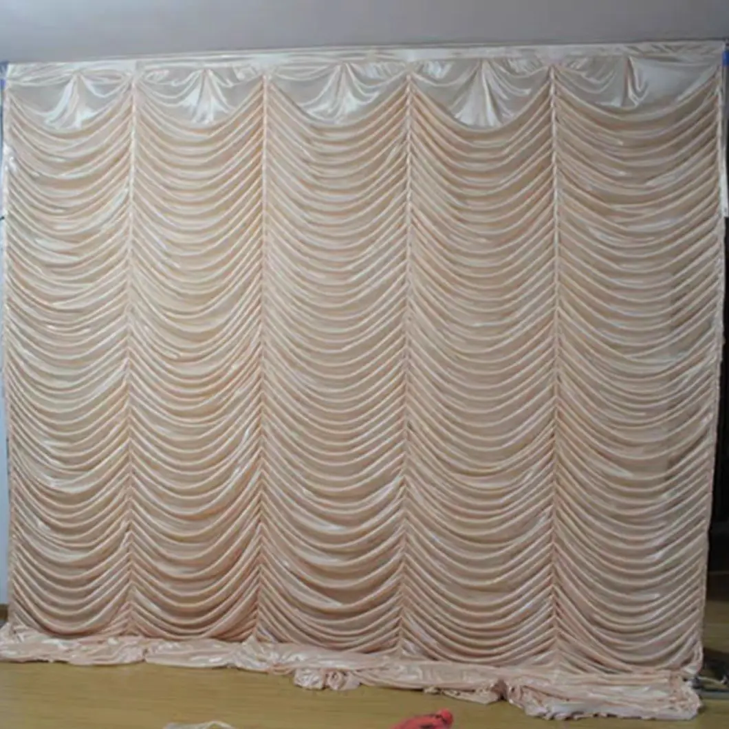 Hochzeit Hintergrund Vorhang Bühne Hintergrund Vorhänge Luxus Welle Design Seidenvorhänge für Event Party Dekoration
