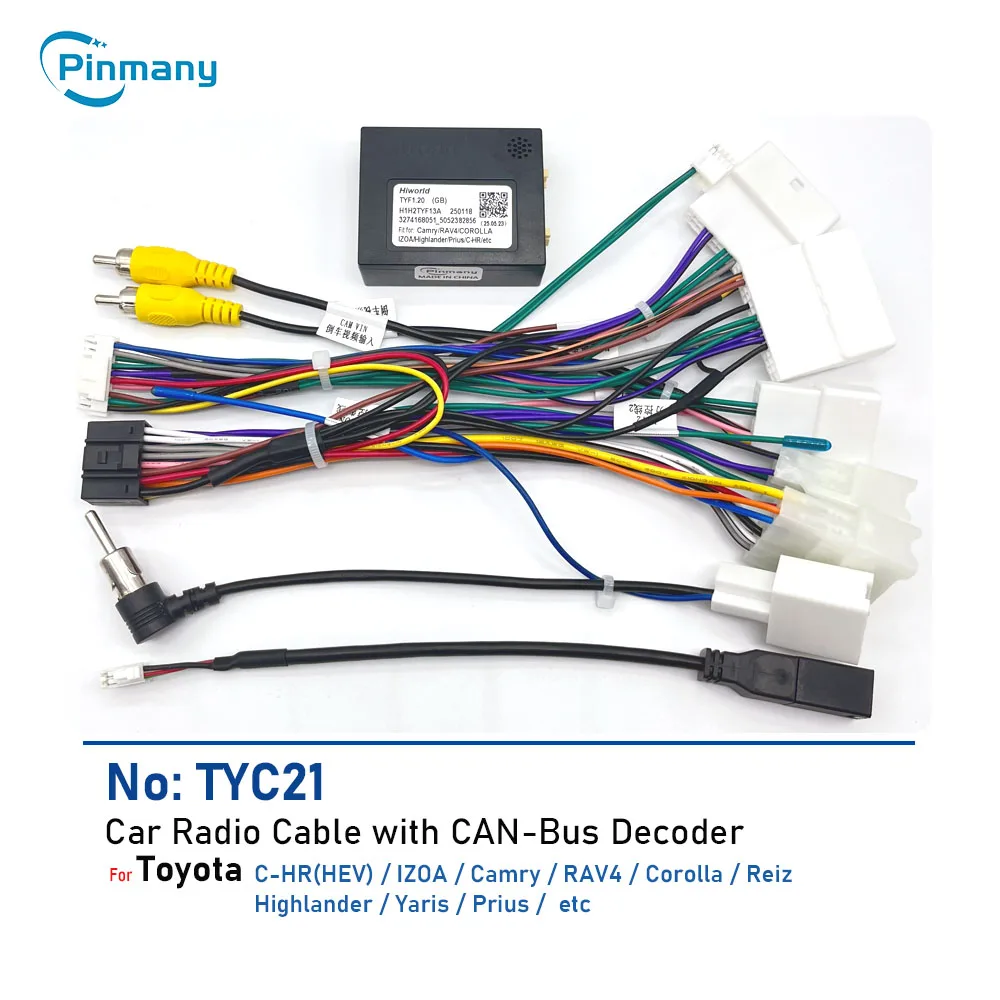 Autoradio-Kabel TYC21 Kabelbaum mit JBL CAN Bus Decoder für Toyota Sienna Hilux Camry C-HR Yaris RAV4 Corolla Prado Avalon Image