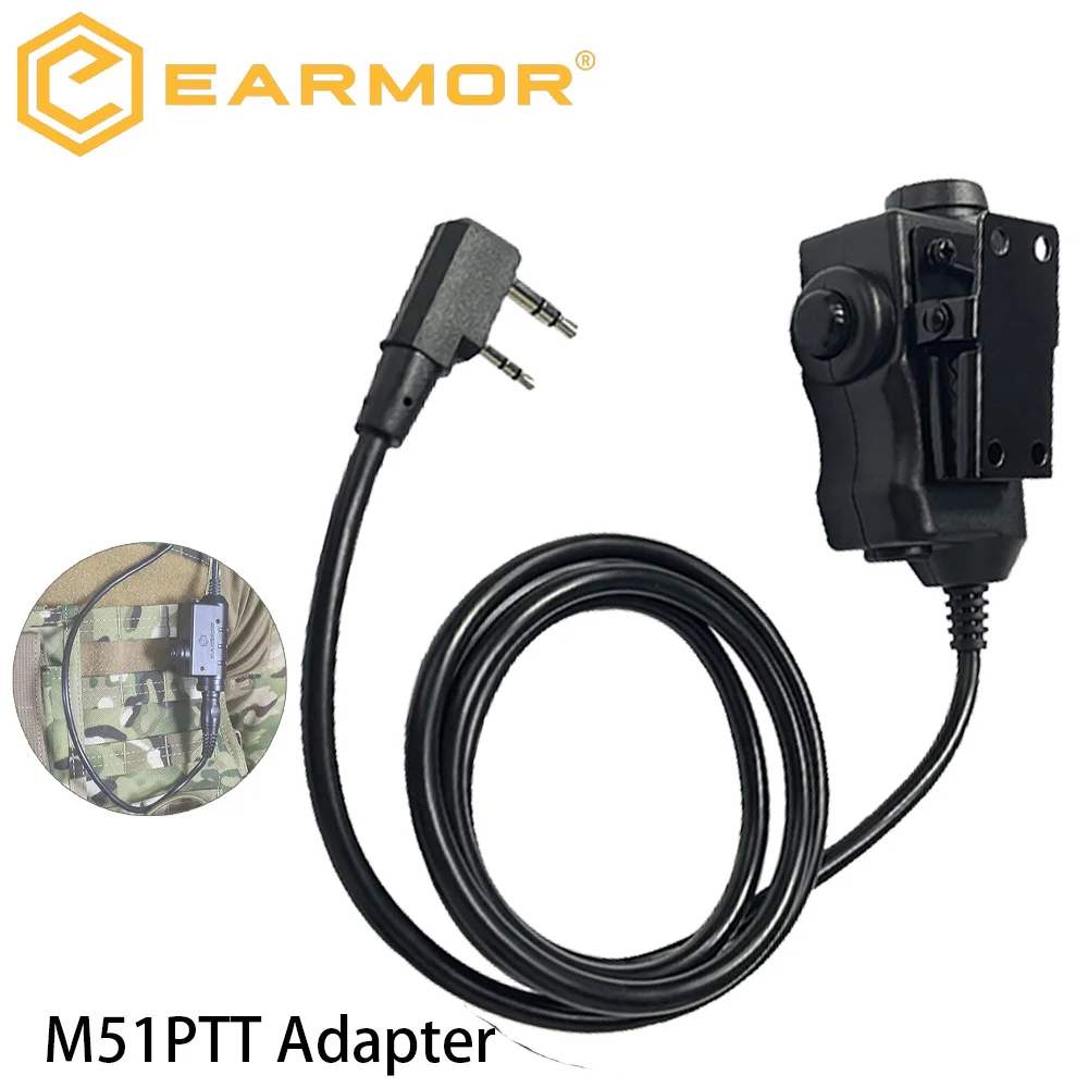 EARMOR M51 PTT Adapter Airsoft Taktische Headset Telefon Stecker Taktische Headset Zubehör Jagd Schießen Taste Headset PTT