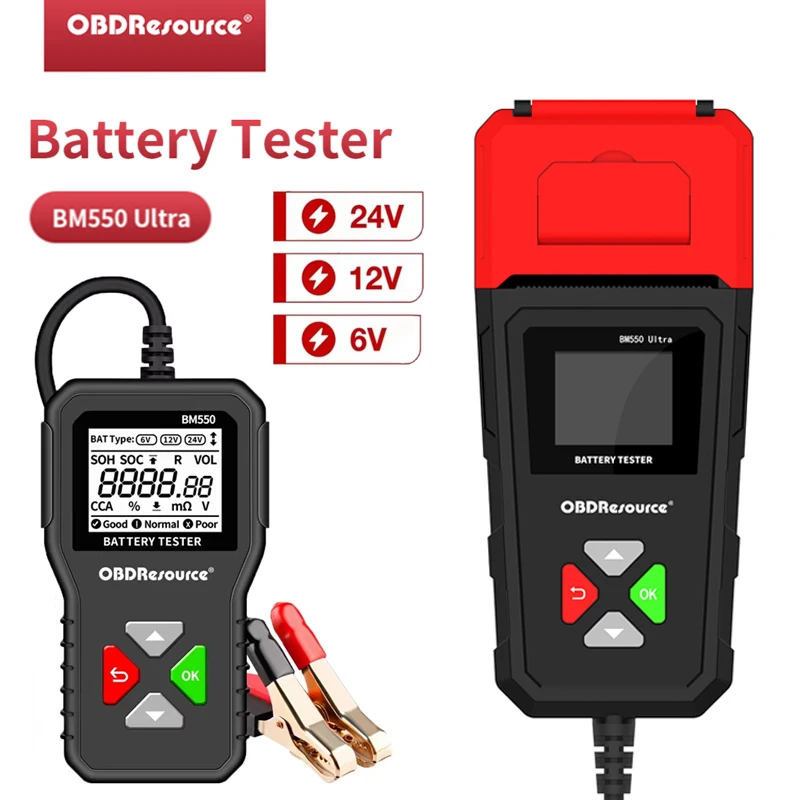 BM550 Autobatterietester 6V/12V/24V 100-2000 CCA Batteriesystem Erkennungsanalysator Batterietest Diagnosetool Image