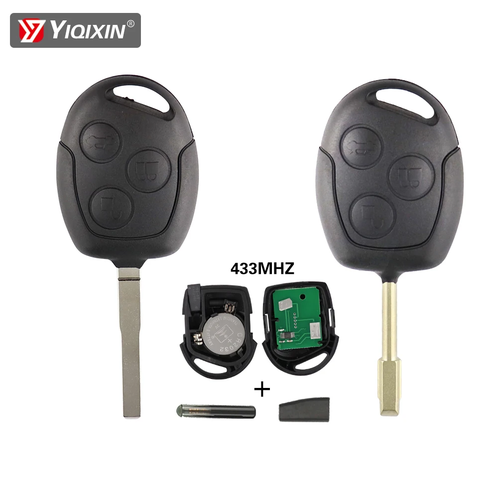 YIQIXIN 3 Taste Fernbedienung Auto Schlüssel Für Ford Mondeo Focus Fusion Fiesta Galaxy C-Max S-Max Transit MK2 MK5 MK7 433 Mhz 4D60 4D63 Chip Image