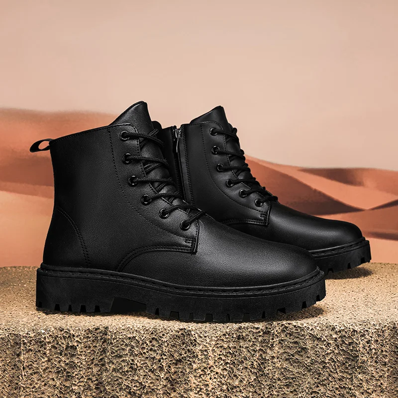 Herren-Freizeitschuhe, Stiefeletten, klassische kurze Stiefel mit niedrigem Absatz, mittelhohe Spaziergänge, flache Schuhe, schwarze Chelsea-Retro-Kurzstiefel