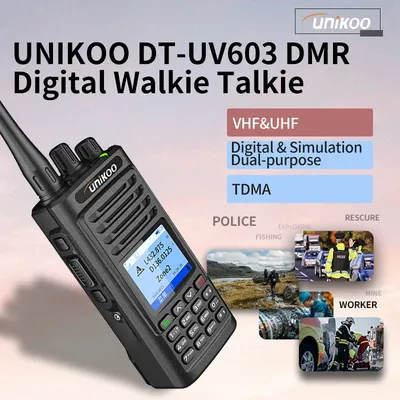 UNIKOO DT-UV603 Walkie Talkie DMR Radio Long Range Walkie Talkies Camping Ham Radio UHF VHF Encryption Digital Portable