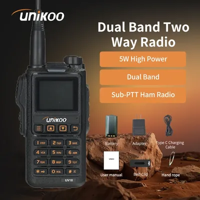 UNIKOO US-UV313 Walkie Talkie 5W Power VHF UHF DTMF FM Multi-band Walkie Talkie Transmission Air Band Wireless Freq Copy Radio