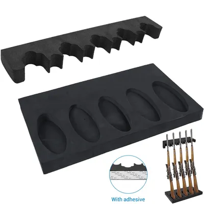 5 Slots Foam Gun Rack with Base Self-adhesive Weapon Support Rifle Stand Shotguns Holder for Gun Safe Cabinet Storage Indoor