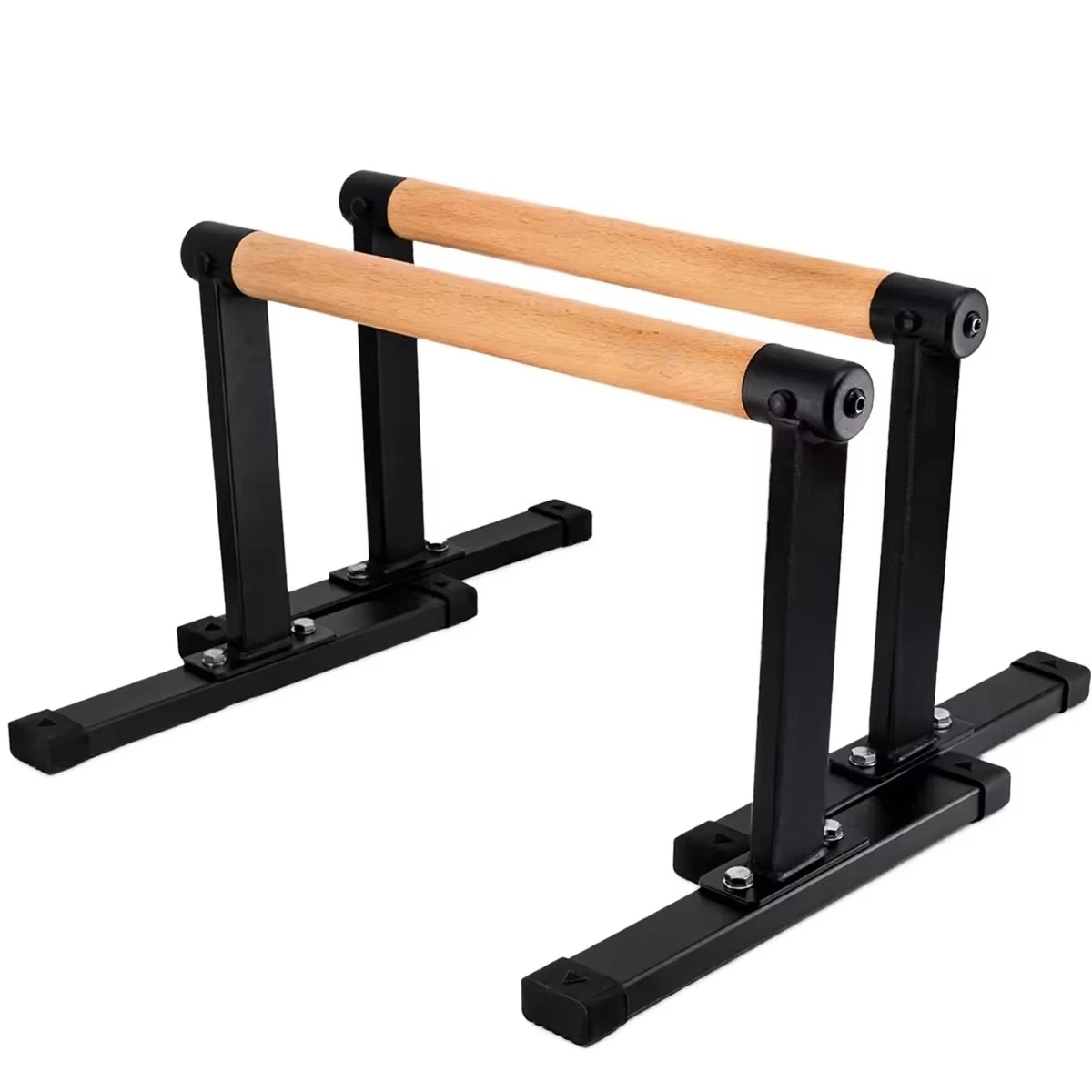 Liegestange aus massivem Holz Parallettes mit stabiler Dip-Station mit Metallständer, geeignet für Familienfitness und Gymnastik