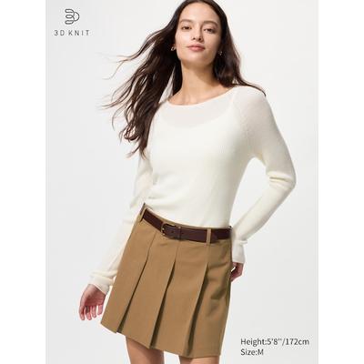 Uniqlo - 3d Knit Seamless 100% Merino Ribbed Crew Neck Jumper - Off White