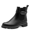 Chelseaboots MARCO TOZZI, Damen, Gr. 37, schwarz, Lederimitat, klassisch, Schuhe, Blockabsatz, Stiefelette mit hübscher Zierschnalle
