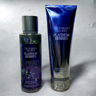 Victoria's Secret Bath & Body | Victoria’s Secret Platinum Berries Body Lotion Gift Set Nwt | Color: Purple/Silver | Size: Os