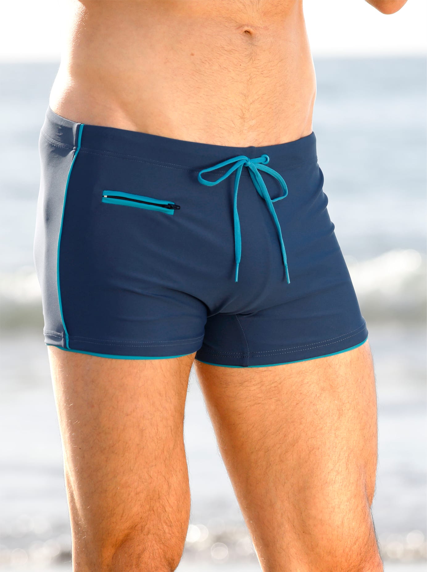 Badehose FEEL GOOD, Herren, Gr. 10, Normalgrößen, blau (dunkelblau), Elasthan, Polyamid, Badehosen Image