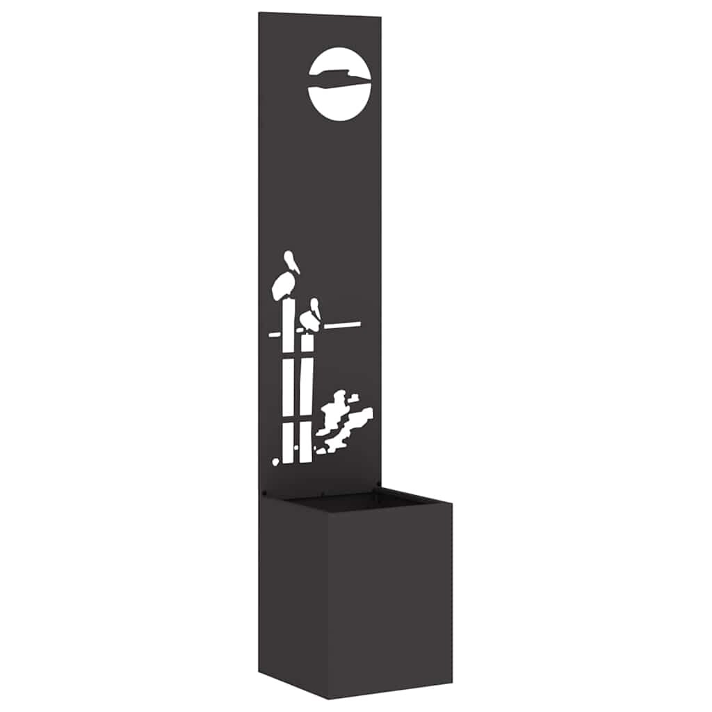 vidaXL Blumentopf mit dekorativem Paneel Schwarz 32 x 140 cm Image