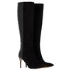 Alexandre Birman Knielange Stiefel mit Schlangenhaut-Effekt aus schwarzem Wildleder