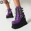 2022 marke Design Damen Keile High Heels Stiefeletten Mode Schnalle Gothic Plattform Stiefel Frauen Party Dicken Boden Frau Schuhe