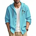 Per uomo Camicia Camicia di lino Camicia casual Camicia con Bottoni Camicia di cotone Albero di Cocco Vacanza Camicia hawaiana Nero Bianco Azzurro cielo Cachi Manica Lunga Con Cappuccio Primavera