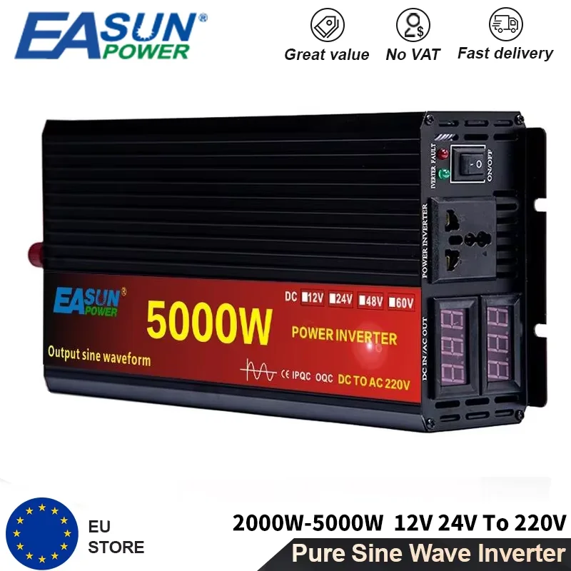 EASUN POWER Reine Sinus Welle 3000 W 4000 W 5000 W Auto Inverter DC 12 V 24 V AC 220 V 50Hz Power Inverter Konverter Mit LED-Anzeige Image