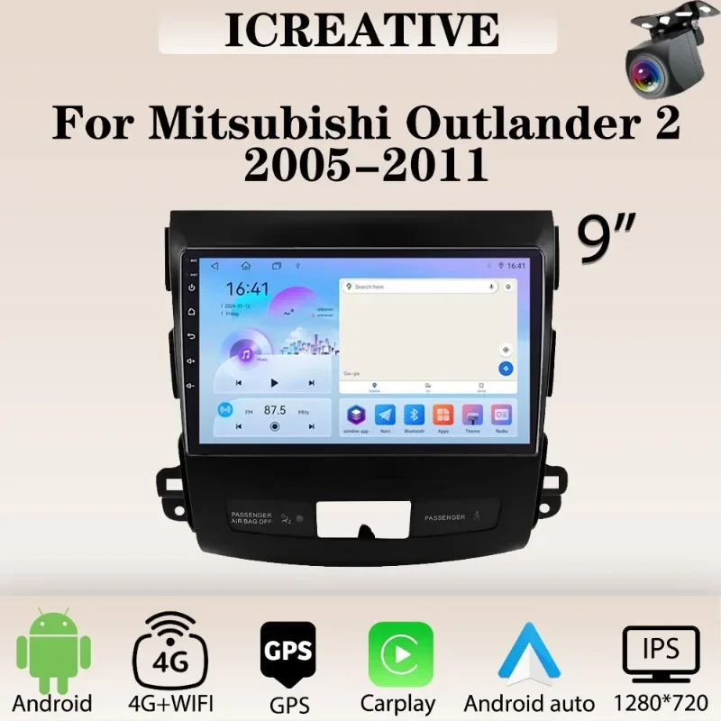 Autoradio Android für Mitsubishi Outlander XL 2 2005–2011 Multimedia Carplay 2din Stereo Autoaudio Steuergerät 9 Zoll Navigation Image